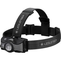 Ledlenser MH7 Headlamp - LED Outdoor Head Torch with Innovative Mounting System - Battery Operated and Rechargeable - Up to 40 Hours Running Time - 600 Lumen - Grey