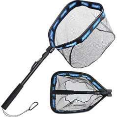 Landing Net Fishing Rubberised with Telescopic Handle - Foldable Fishing Net for Kayak, Salmon, Catfish, Bass, Trout, Easy to Catch and Release, 100 cm