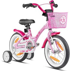PROMETHEUS BICYCLES Kinderfahrrad ab 4 Jahren - Mädchenfahrrad 14 Zoll Kinder Fahrrad Mädchen Fahrrad Kinder mit Stützräder Rücktrittbremse in Rosa