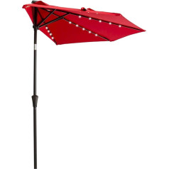 SSWERWEQ Umbrella 9 ft Half Round Outdoor Patio Market Wall Umbrella with Solar LED Lights and Tilt