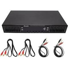 Toplionace 220V HIFI Digital HD Stereo Equalizer, EQ898 Preamplifier Equaliser Built-in USB Bluetooth Home Stage Equalizer Dual 10 Segments (EQ898, Black)