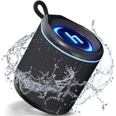 HEYSONG Portable Bluetooth Speaker with HD Sound, Small Waterproof Shower Speaker with Microphone, RGB Lights, Pairing for Beach, Travel, Camping, Office, Birthday Gift, Black