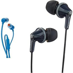 JBL Pure Bass Sound Technology: Compact Earphones with 9 mm Speakers & Panasonic RP-HJE125E-K In-Ear Headphones (Three Pairs of Ear Pads, 10-24,000 Hz, 1.1 m Cable), Black