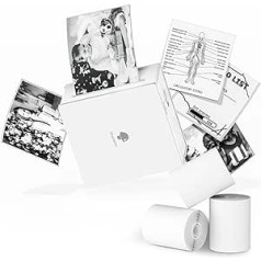 Phomemo M02 Portable Printer Set, 3 Paper Rolls Included, Thermal Bluetooth Pocket Printer, Instant Photo Printer, Phone Printer, Compatible with Android, iPhone, iPad, for Journal, Children, White