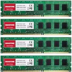 [DDR3 RAM] Gigastone Desktop RAM 16GB (4x4GB) DDR3 RAM 16GB DDR3-1600MHz PC3-12800 CL11 1.5V UDIMM 240 Pin/Pin Unbuffered Non-ECC Computer Memory RAM (PC Desktop Only)