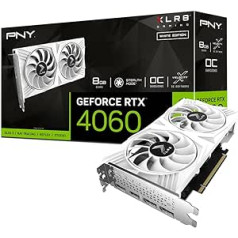PNY GeForce RTX™ 4060 8GB XLR8 Gaming Verto Dual Fan OC White Edition Graphics Card DLSS 3