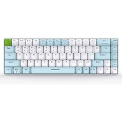 Qisan Mechanical Wireless Keyboard Gaming Keyboard Brown Switch Mini Design (60%) 68 Keys US Layout Blue and White