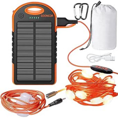 Уличные гирлянды SOONCOR с аккумулятором, USB-аккумулятором, солнечной батареей, 12 + 5 светодиодов, 9 м, съемный, 7 режимов освещения, регулируемая 