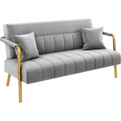 Yaheetech Мягкий диван Loveseat с подлокотниками и ножками Современный двухместный диван с 2 поясничными подушками для гостиной / спальни