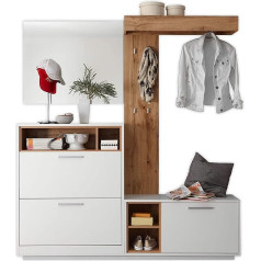 Stella Trading Компактная вешалка Milano, деревянный декор белый, дикий дуб, около 177 x 195 x 32 см