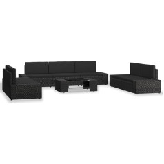 SKM 3054580 8-Piece Garden Lounge Set Poly Rattan Black Вес: 64,5 кг