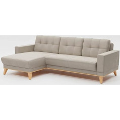 Cavadore Угловой диван Lima с длинным креслом / Диван в форме L с функцией сна + спальное место / Деревянный каркас + прострочка сзади / Плоское плет