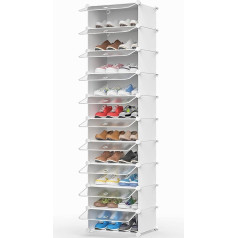 Homidec Стойка для обуви, 10-ярусный шкаф для обуви, пластиковые стеллажи для обуви для шкафа, прихожей, спальни, подъезда, белый и прозрачный