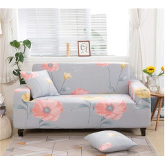 Treer Sofa Covers Sofa Cover Elastic, 1/2/3/4 Seater Elastic Stretch Slipcover Couch Sofa Slipcover Polyester Washable Anti-slip Sofa Covers (Pink Petals, 4 Seater(235-300cm))