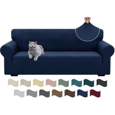 ‎Ystyle Ystyle Stretch Sofa Cover 3 Seater, Sofa Cover Non-Slip with Armrest, Elastic Couch Cover Jacquard, Universal Sofa Cover Modern, Sofa Protector Dog Cat for Living Room, Dark Blue