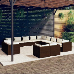 Camerina 13-TLG. Набор для гостиной с подушками Garden Lounge Set Garden Lounge Set Garden Lounge Outdoor Garden Furniture Lounge Set Seating Group With Cushions Brown Poly Rattan 3102906