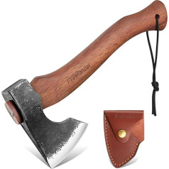 Freelander Beil Axt Survival, 33.5CM Axt Holz Spalten, Handgeschmiedet Outdoor Camping Axt mit Scheide, Scharf Wikinger Axt für Bushcraft, Garten, Geschenk für Männer