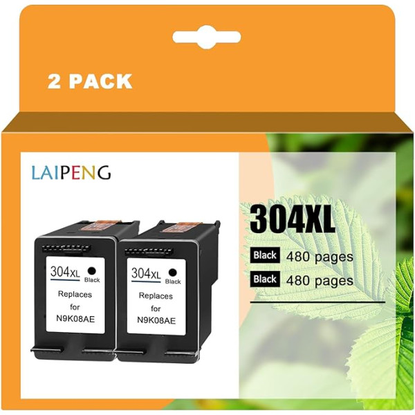 LAIPENG 2 черный 304XL 304 XL картриджи совместимы с HP Envy 5000 5010 5030 5032 DeskJet 2600 2620 2622 2630 2633 3720 3730 3733 3750 3760 3760 3766 2 501 0 5020 5032 принтер мультипак (BK * 2)