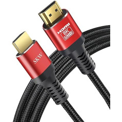 SKW 8K HDMI 2.1 Cable 9m, 48Gbps Ultra High Speed HDMI Braided Cable, Supports 8K @ 60Hz, 4K @ 120Hz 144Hz, DTS:X, HDCP 2.2 & 2.3, HDR 10, Compatible with TV Xbox PS4 PS5 Monitor B lu-ray