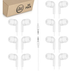 JustJamz® Basic | Pack of 30 | Pearl White In-Ear Earbuds | Disposable Earphones | Affordable Headphones | 3.5 mm Audio Jack Earbuds for Schools, Kids, Classrooms & Libraries