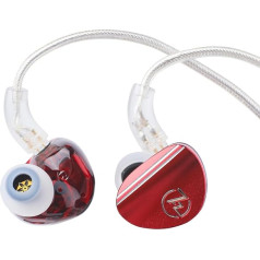 LINSOUL 7HZ SONUS 1DD+1BA Dual Driver In Ear Monitor, HiFi In-Ear Headphones IEM, with Removable High-End Silver-plated OCC Cable, Aluminium Back Cavity for Audiophiles, Gaming Earbuds (Red, 3.5 mm)