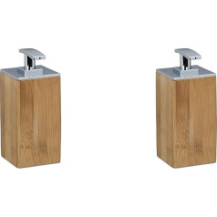 Диспенсер для мыла Relaxdays Bamboo Refillable Square H x W x D: 17 x 7 x 7 см, дозатор для лосьона, 225 мл, дерево, натуральный (упаковка из 2)