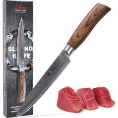 Wakoli EDIB Pro Premium Damask Meat Knife and Carving Knife with 17 cm Blade Made of 67 Layers of Genuine Damascus Steel with Pakka Wood Handle I Damascus Knife Kitchen Knife and Professional Chef's