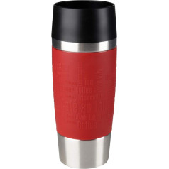 Tefal Auslaufsicherer Reisebecher Travel Mug, Wiederverwendbare Trinkflasche to Go, Quick Press Verschluss, Silikon-Flaschenhülle, rot, 1 Count (Pack of 1)