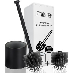 HEFLIN Toilet Brush Black Silicone - Туалетная щетка из силикона со сменной щеткой - Высококачественная туалетная щетка, включая контейнер из нержавеющей 