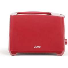 Тостер LIVOO DOD162RC Red - мощность 850 Вт, регулируемый термостат, автоматический выброс, с ящиком для крошек