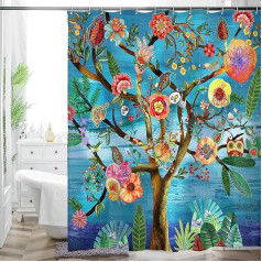 HMS Happy Memories Thick Heavy Duty Polyester Blend Bathroom Curtain, Colorful Bohemian Boho Floral Print Beautiful Bright Shower Curtain for Bathroom Decoration, 72x72 inch (Season 2)