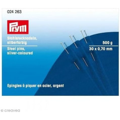 Prym 024263 Булавки, 0,70 x 30 мм, серебристые, 500 г, картонная коробка