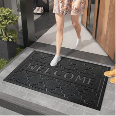 Color G Welcome Doormat Outdoor, 60 x 120 cm, Black Grey Outdoor Doormat Outdoor, Washable Dirt Trapper Mat, Outdoor Weatherproof Door Mat for Entrance, Hallway, Garden