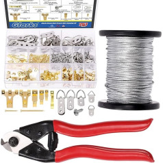 Glarks 267 Piece Heavy Duty Picture Wire Hanging Kit, 16ft Braided Picture Wire and 8