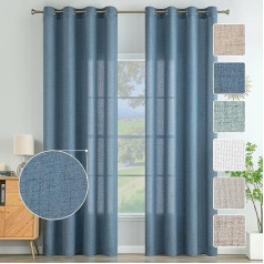 Шторы для гостиной MIULEE, льняные шторы с люверсами, шторы в стиле бохо с люверсами, полупрозрачные льняные шторы, комплект из 2, В x Ш 245 x 140 см, 