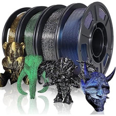 YOUSU PLA Glitter 3D Printer Filament 1.75 мм, подходит для большинства FDM/FFF принтеров, 4 x 250 г в упаковке