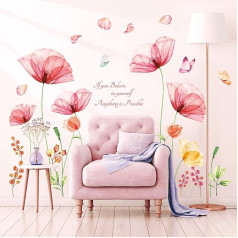 DECOWALL SG-2206 Розовые цветы бабочки съемные наклейки на стену для вдохновляющие спальня гостиная кухня ванная комната искусство домашнего дек