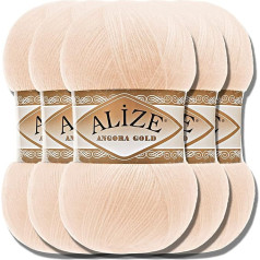 Hobby YARN Alize 5 x 100 г Ангора Голд Турецкая шерсть премиум класса, тонкий мохер из девственной шерсти, детская шерсть как пряжа для вязания, пряжа 