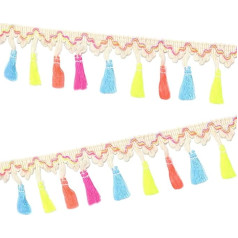 Zasiene Tassel Trim Ribbon 20 Yards Tassel Trim Bobble Trim Tassels Pompom Trim Fringe Trim Fringe Lace Trim Fringe Lace Trim Bobble Trim Colourful Tassel Trim Fringe Lace Trim