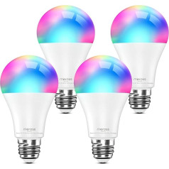 Meross Smart LED Lamp WLAN Dimmable Light Bulb Intelligent Multicoloured Bulb Equivalent 60W E27 2700K-6500K RGBCW Compatible with Alexa, Google Home and SmartThings