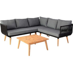 Mendler HWC-L30 Комплект садовой мебели Lounge Set Sofa Acacia Wood MVG Certified - Обивка темно-серая