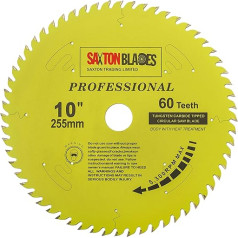 Saxton TCT25560TPRO Профессиональная серия Диск для циркулярной пилы 255 мм 60T x 30 мм отверстие 16, 20, 25 мм и 25,4 мм редукционные кольца Совместимость с Evol