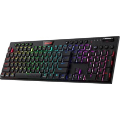 Redragon K618 Horus Mechanical RGB Keyboard, Bluetooth/2.4 GHz/Wired Tri-Mode Flat Keys Gaming Keyboard с беспроводным подключением, выделенным управлением мультимедиа и линейным красн