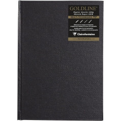 Clairefontaine Ref. 34245C - Блокнот Goldline (64 белых листа) - Формат A5 (210 x 148 мм) Бумага 140gsm портретная - Черная обложка - Подходит для сухих техник
