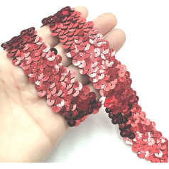 YOOGCORETT 2 метра красная эластичная лента с блестками металлик стрейч плоские кружева для шитья платье костюм свадебная вечеринка украшения 