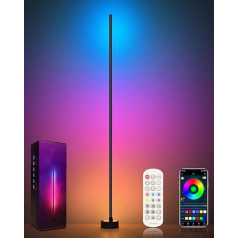 Miortior LED напольная лампа для гостиной, RGB напольная лампа с регулировкой яркости, пульт дистанционного управления и приложение, музыкальная 