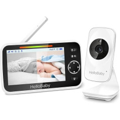 HelloBaby Радионяня с камерой и звуком, 5-дюймовый цветной ЖК-экран, инфракрасная камера ночного видения, режим VOX, индикация температуры, колыбе