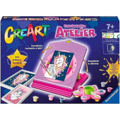 Ravensburger CreArt My Fantastic Atelier Набор для рисования по номерам для детей, развивающая игра 7+ лет, тема единорогов с регулируемым мольбертом, 18 x 24 см