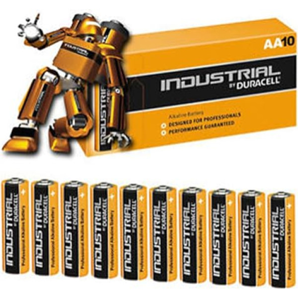 Industrial by Duracell MN1500 AA LR06 Alkaline Battery (Pack of 10)