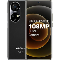 Мобильный телефон Ulefone Note 17 Pro 2024, смартфон без контракта 24GB RAM + 256GB ROM, 108MP + 32MP камера с 6.78 дюймовым экраном, 5050mAh Android 13 Smartphone Dual SIM 4G/OTG/Face ID Black